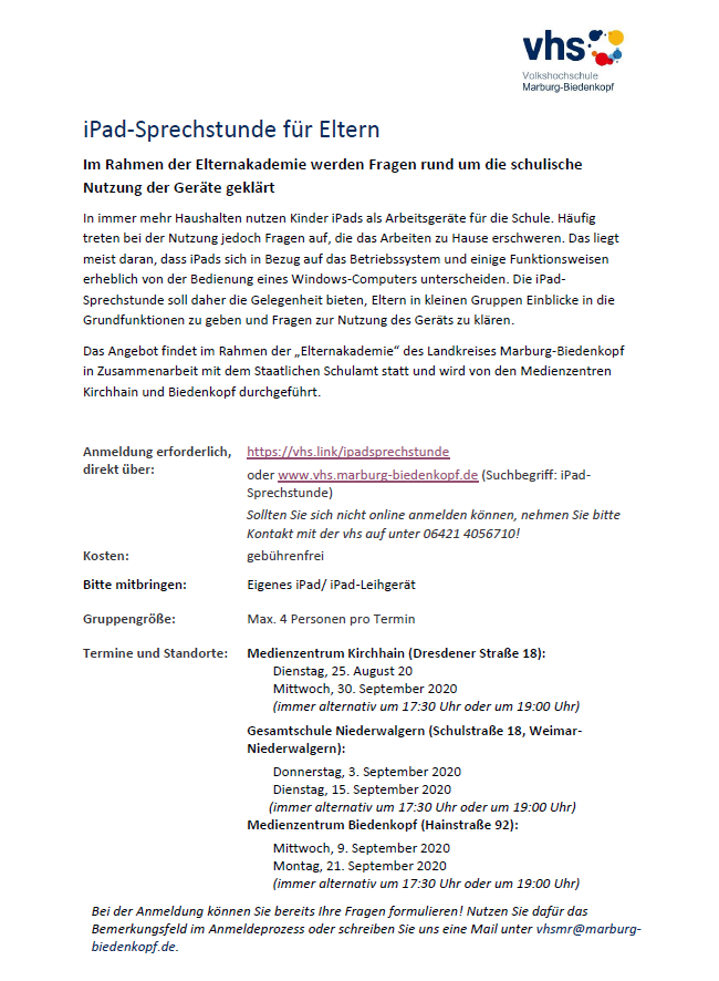 Flyer iPad Sprechstunde